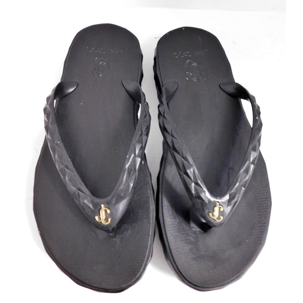 Jimmy Choo Black Women's Diamond Platform Flip Flops sz 10